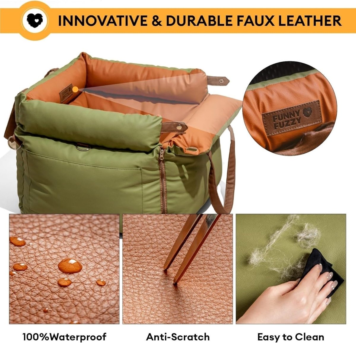Waterproof Dog Car Seat Bed 3 in 1 Booster Travel Carrier Up to 35lb - Kwikley