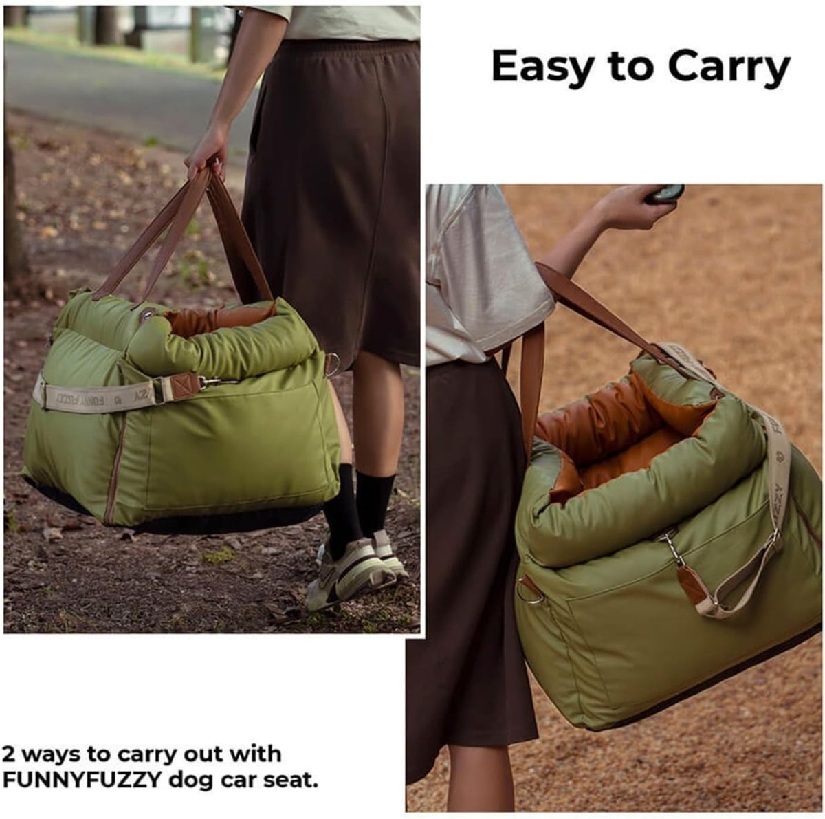 Waterproof Dog Car Seat Bed 3 in 1 Booster Travel Carrier Up to 35lb - Kwikley