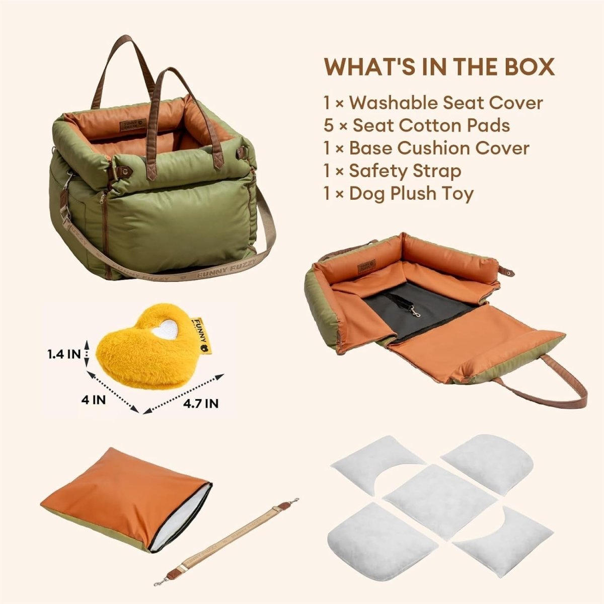 Waterproof Dog Car Seat Bed 3 in 1 Booster Travel Carrier Up to 35lb - Kwikley