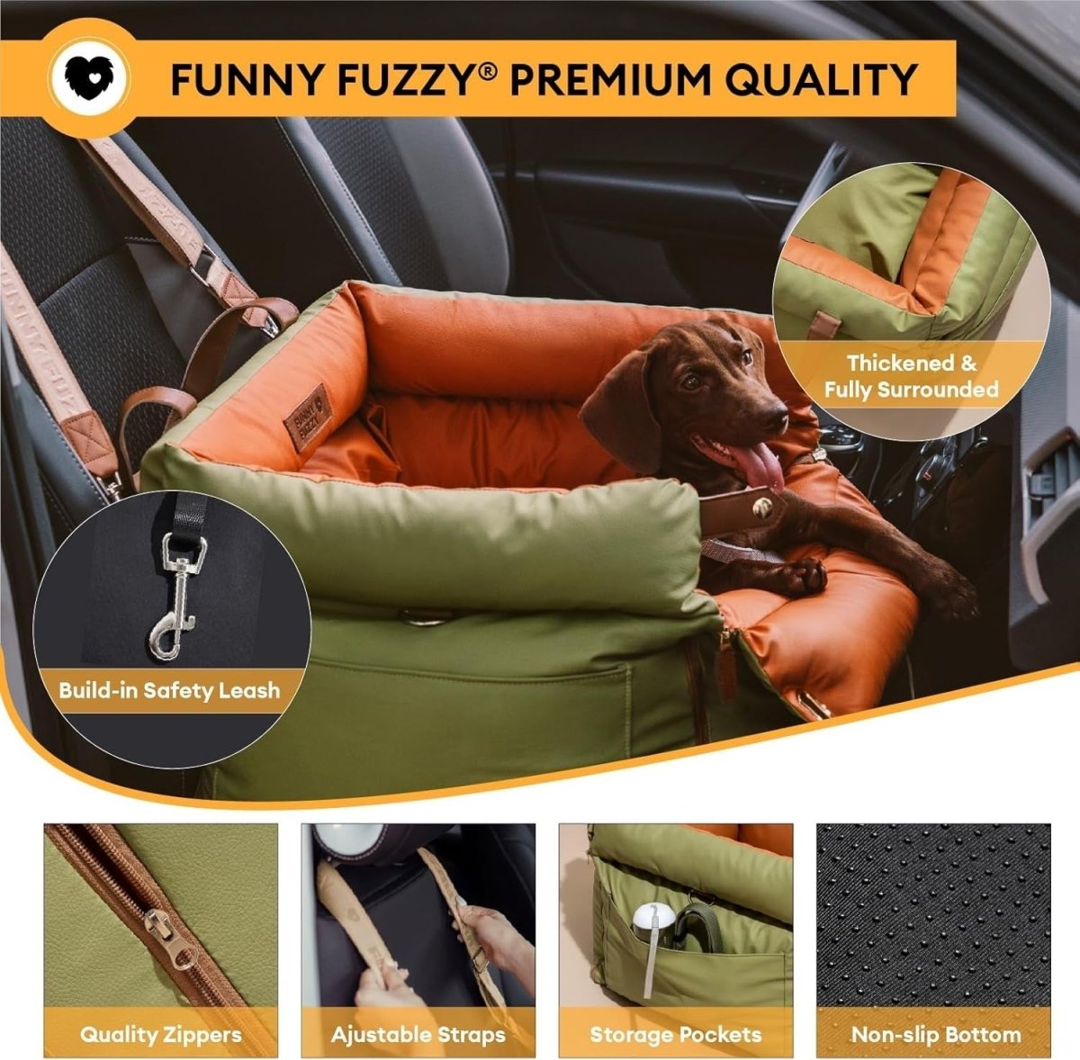 Waterproof Dog Car Seat Bed 3 in 1 Booster Travel Carrier Up to 35lb - Kwikley