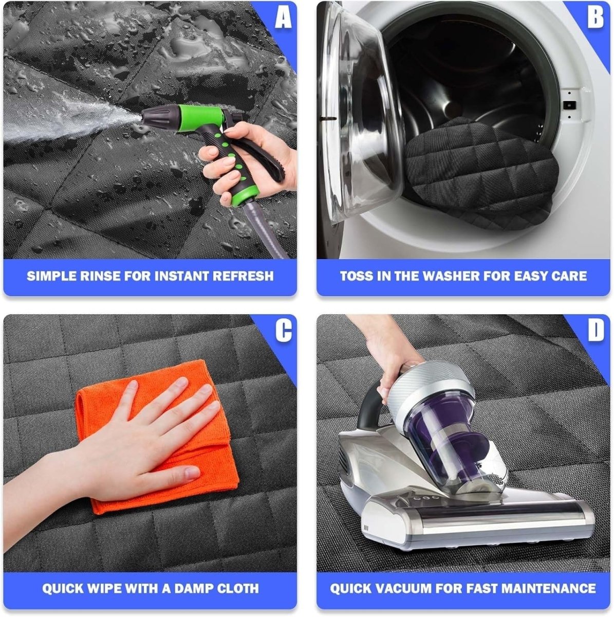 Waterproof Dog Car Seat Cover 60/40 Split Rear Bench Protector - Kwikley