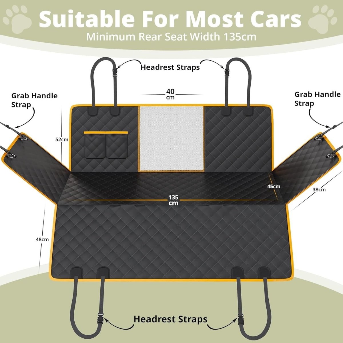 Waterproof Dog Car Seat Cover Hammock Mesh Window 137x147cm - Kwikley