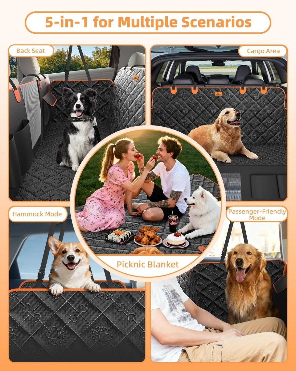 Waterproof Dog Car Seat Cover Hammock Mesh Window 5 In 1 Protector - Kwikley
