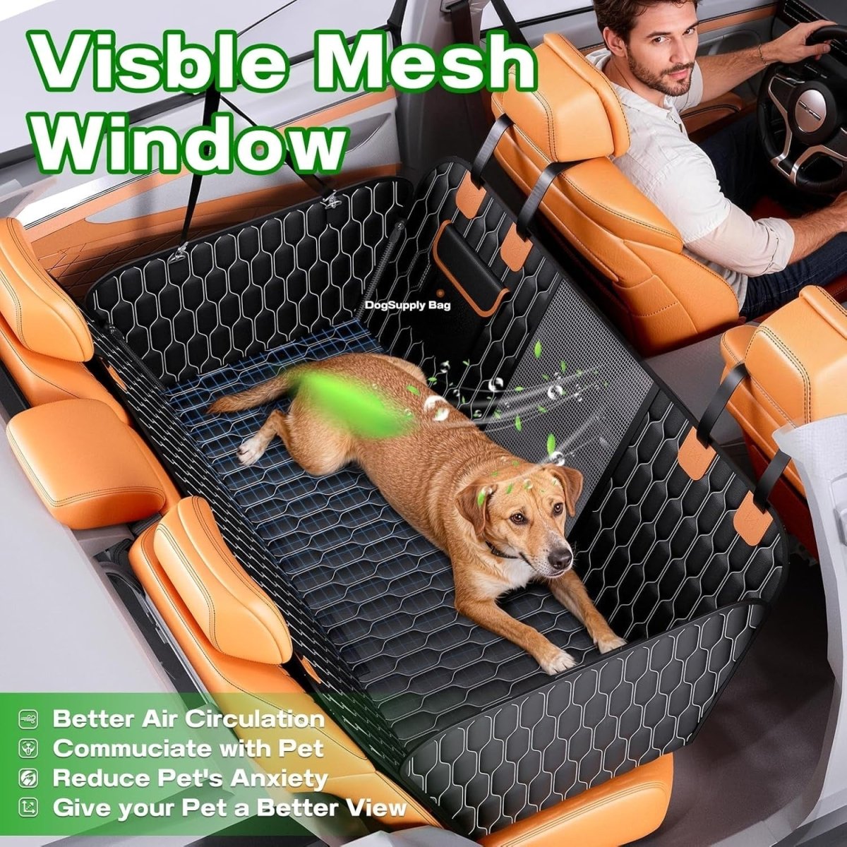 Waterproof Dog Car Seat Cover Hammock Mesh Window Non Slip 147x135cm - Kwikley