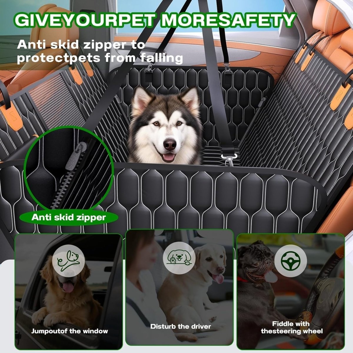 Waterproof Dog Car Seat Cover Hammock Mesh Window Non Slip 147x135cm - Kwikley