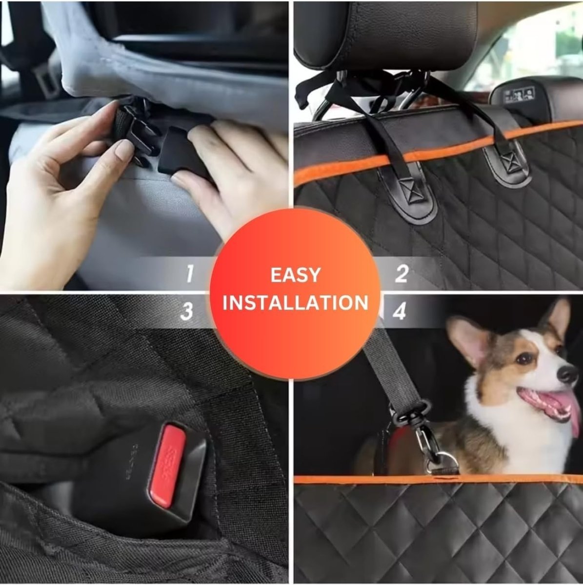 Waterproof Dog Car Seat Cover Hammock Mesh Window Side Flaps - Kwikley