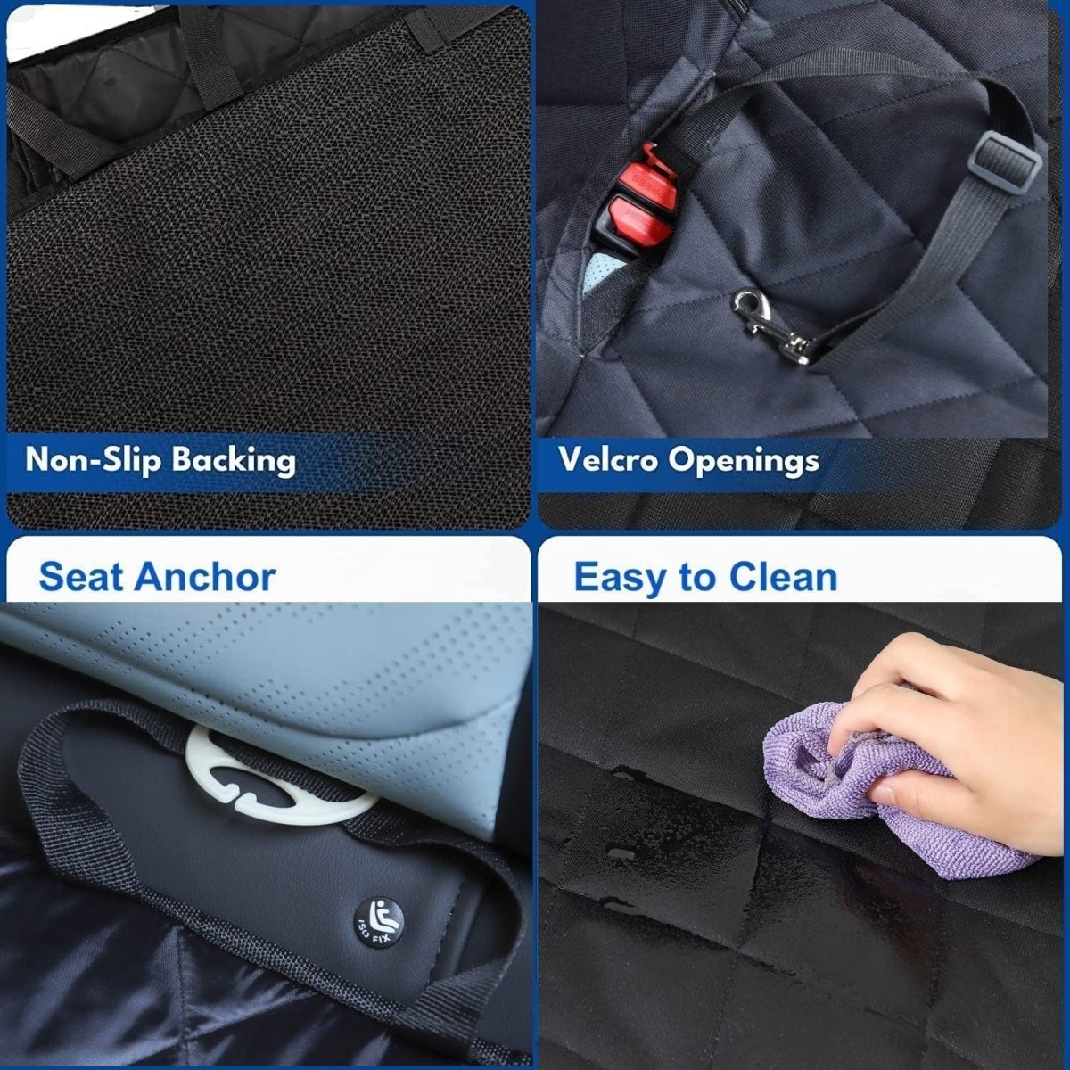 Waterproof Dog Car Seat Cover Hammock Rear Protector Isofix Fit - Kwikley