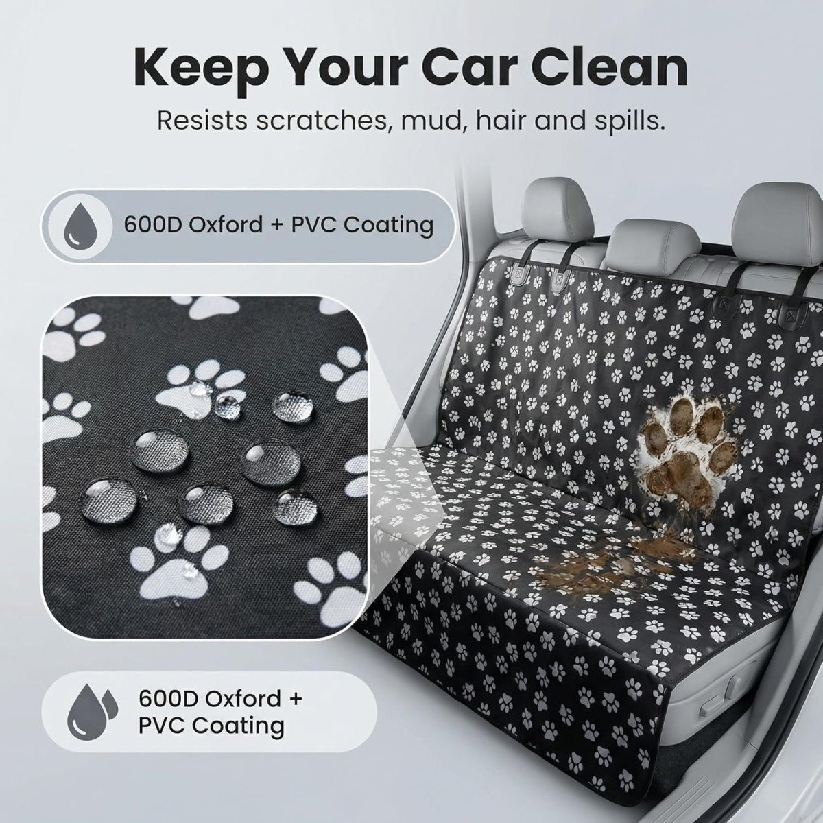 Waterproof Dog Car Seat Cover Hammock Rear Protector Non Slip 135x140cm - Kwikley