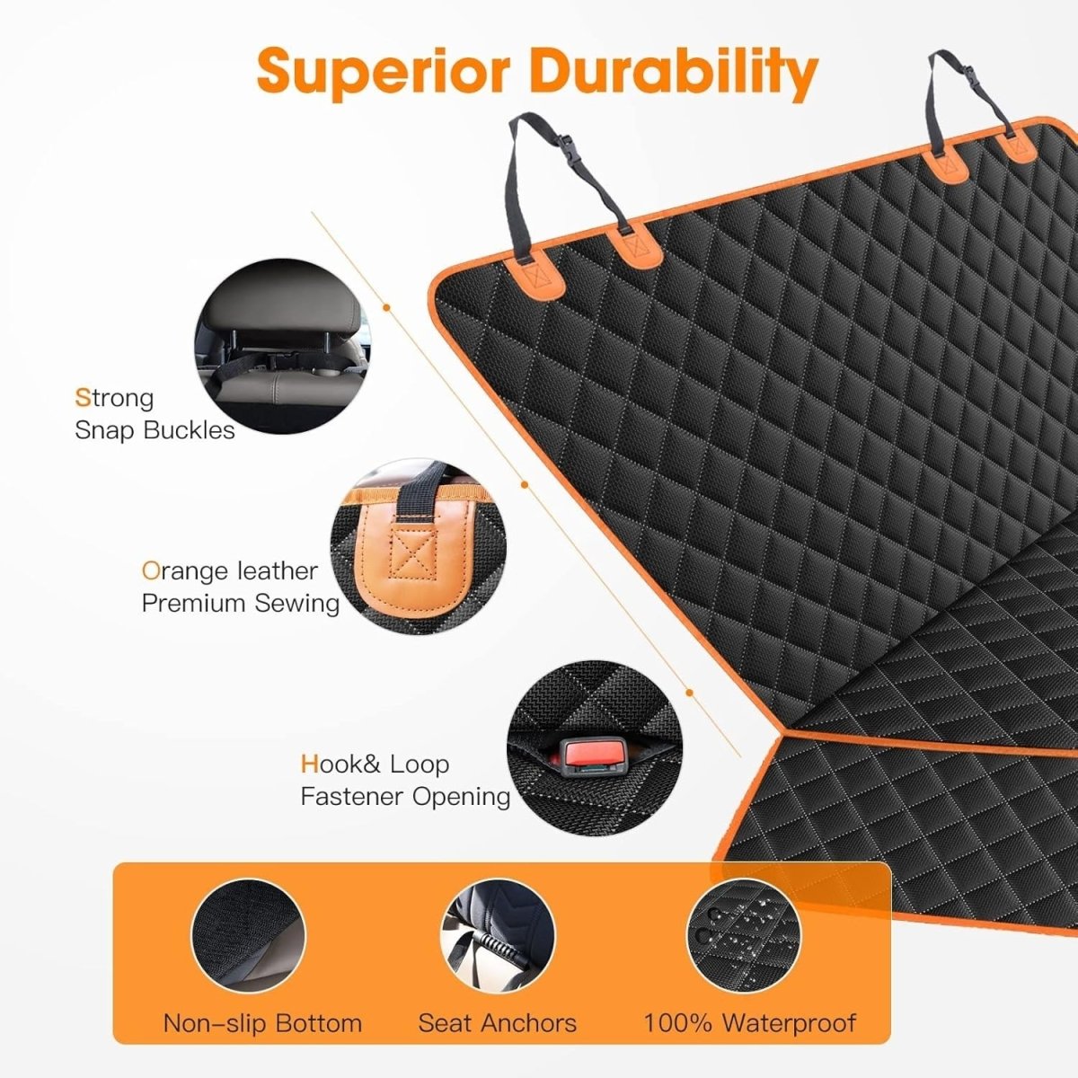 Waterproof Dog Car Seat Cover Hammock Rear Protector Non Slip Mat - Kwikley