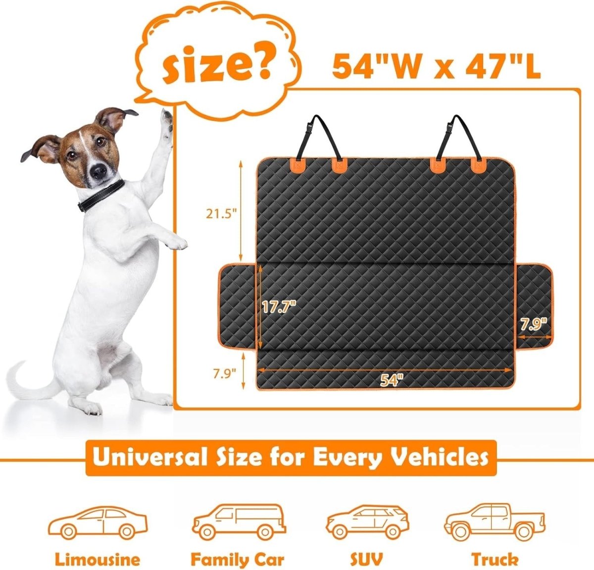 Waterproof Dog Car Seat Cover Hammock Rear Protector Non Slip Mat - Kwikley