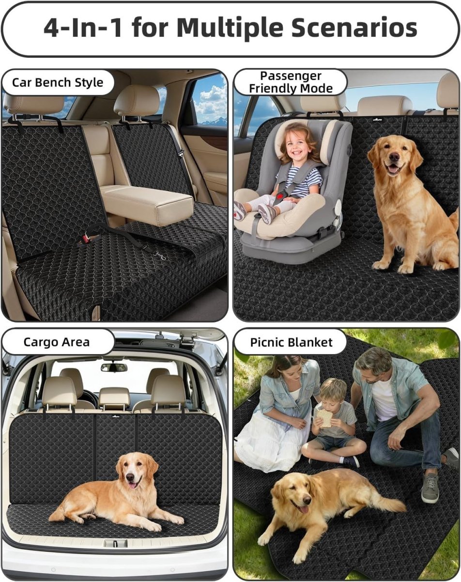 Waterproof Dog Car Seat Cover Rear Bench Protector Non Slip Universal - Kwikley