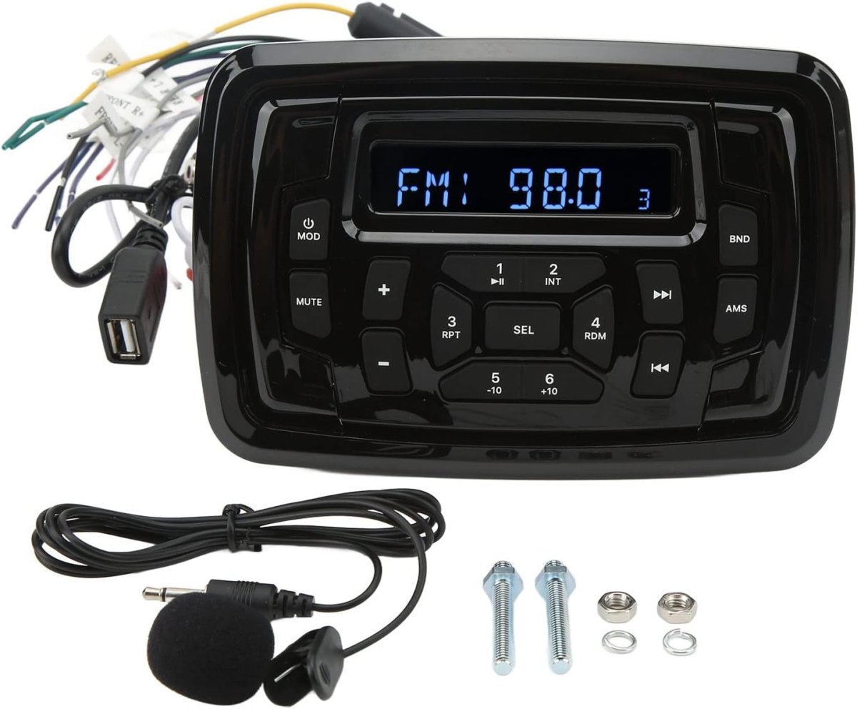 Waterproof Marine Bluetooth Car Stereo Receiver w/ AM/FM & MP3 Player - Kwikley
