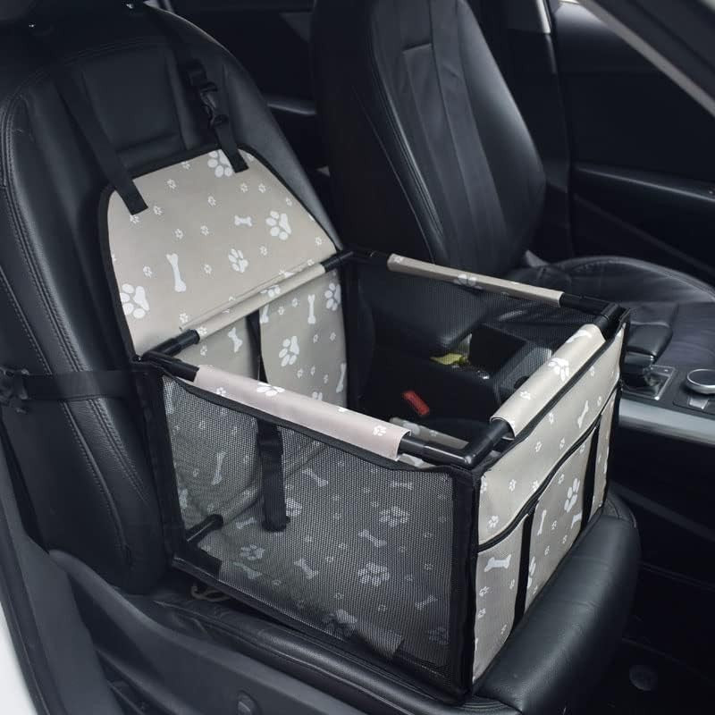 Waterproof Pet Car Seat Booster Carrier Travel Bed Safety Harness Grey - Kwikley