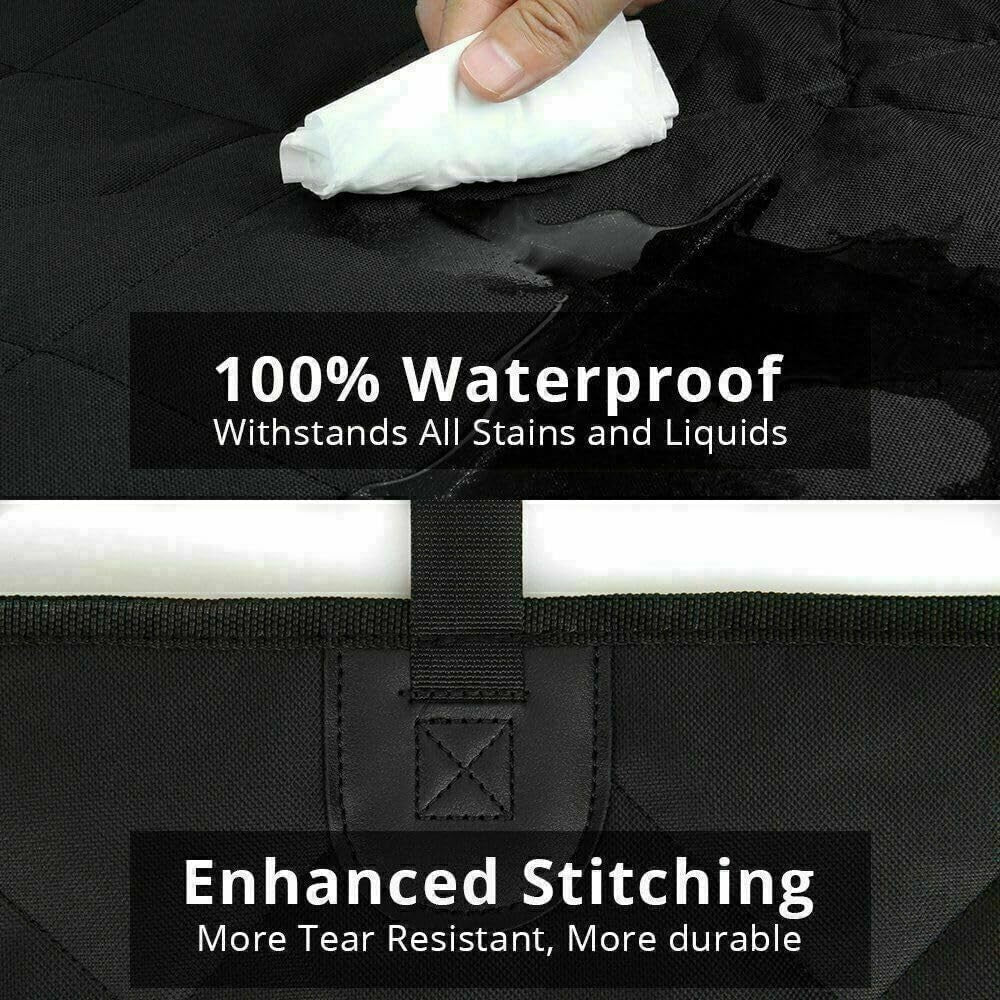 Waterproof Quilted Rear Car Seat Cover Pet Dog Protector Non Slip Black - Kwikley
