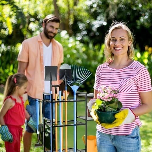 Weather - Resistant Tool Rack 84x30x80cm 35 Slots 3 - Tier Organizer on Wheels - Kwikley