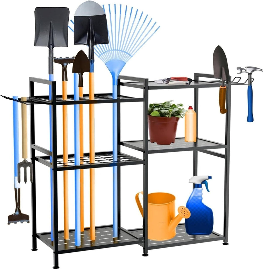 Weather - Resistant Tool Rack 84x30x80cm 35 Slots 3 - Tier Organizer on Wheels - Kwikley
