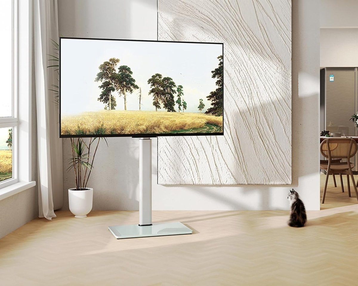 White Adjustable Swivel TV Floor Stand for 32 - 60" Flat Screen TVs, 30kg - Kwikley