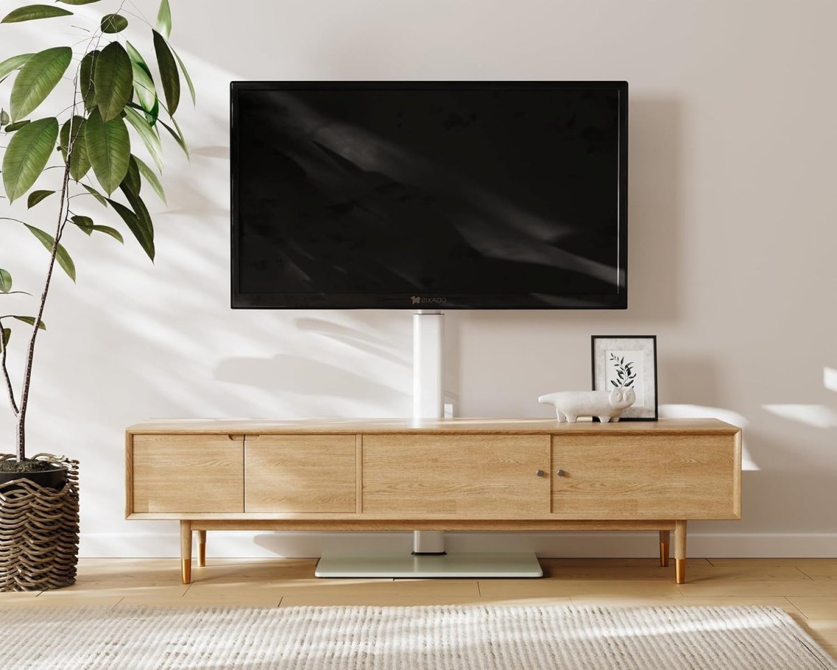 White Adjustable Swivel TV Floor Stand for 32 - 60" Flat Screen TVs, 30kg - Kwikley