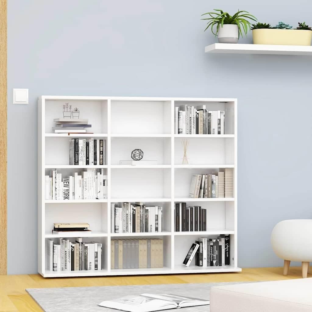White CD DVD Storage Cabinet 15 Compartment Media Organizer Shelf Unit - Kwikley