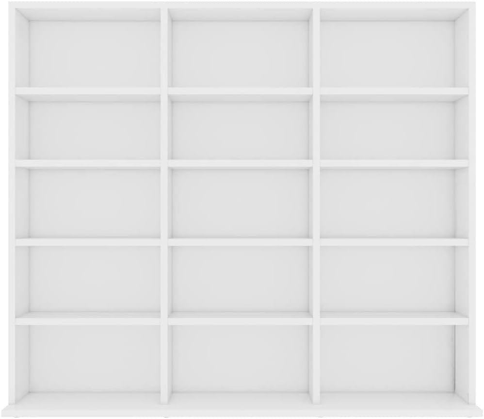 White CD DVD Storage Cabinet 15 Compartment Media Organizer Shelf Unit - Kwikley