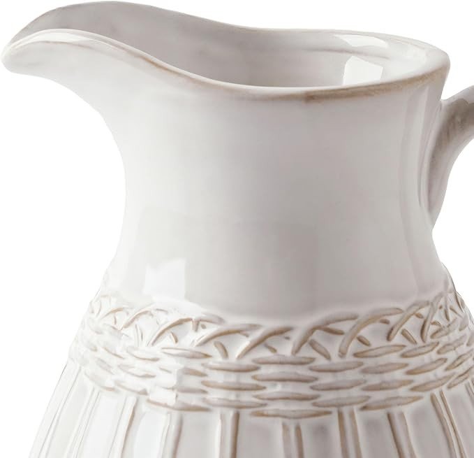 White Ceramic Pitcher Vase Farmhouse Jug Decor for Flowers Pampas 20cm - Kwikley
