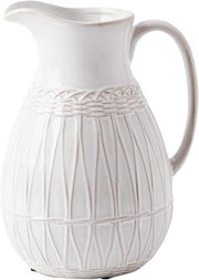 White Ceramic Pitcher Vase Farmhouse Jug Decor for Flowers Pampas 20cm - Kwikley