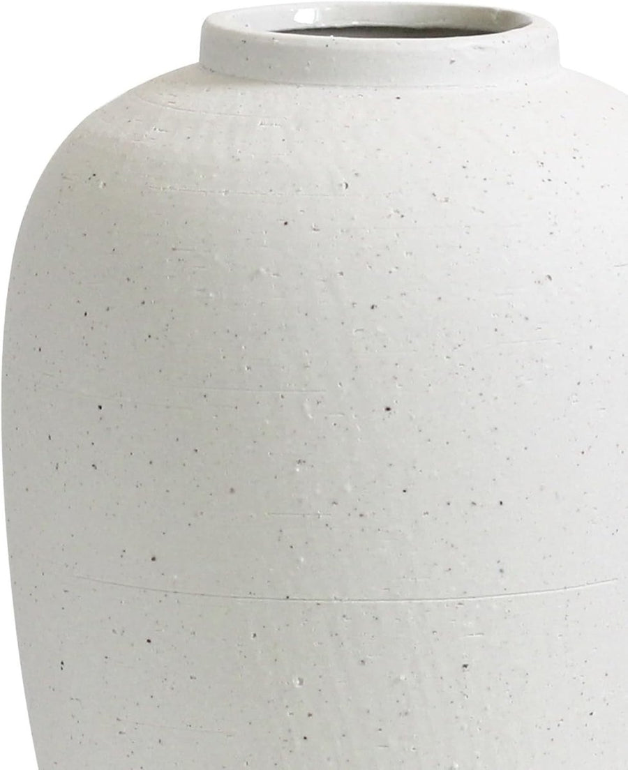 White Ceramic Vase 25cm Textured Modern Flower Vase Home Decor Centrepiece - Kwikley