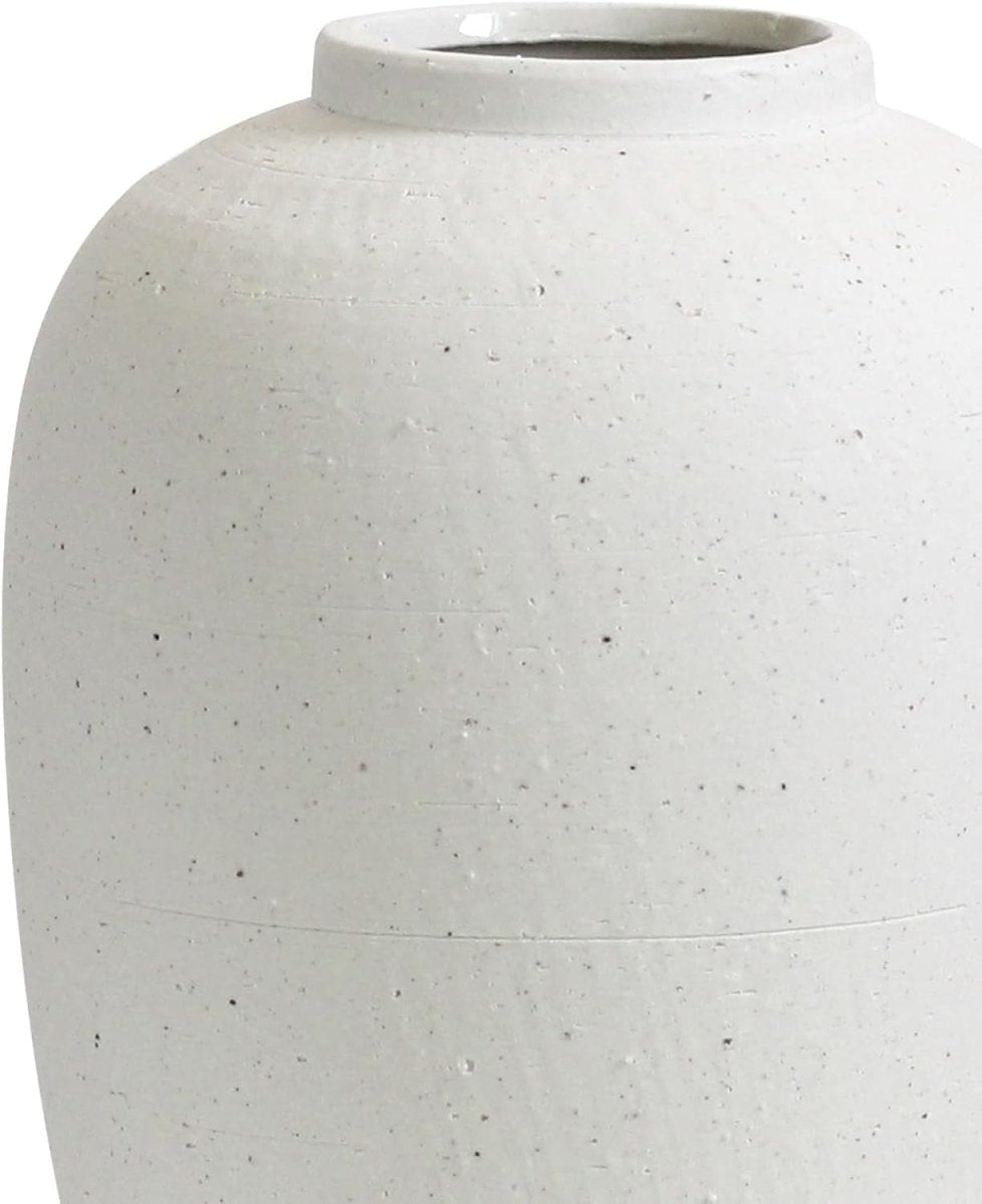White Ceramic Vase 25cm Textured Modern Flower Vase Home Decor Centrepiece - Kwikley