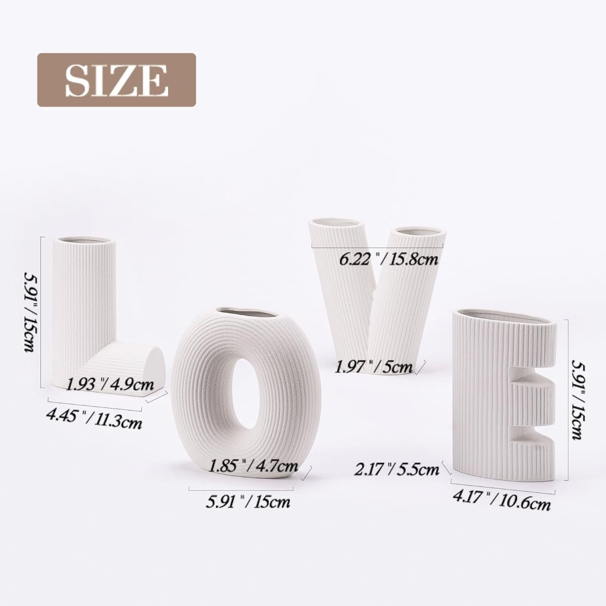 White Ceramic Vase Set of 3 Modern Home Decor Sculptural Table Ornaments - Kwikley