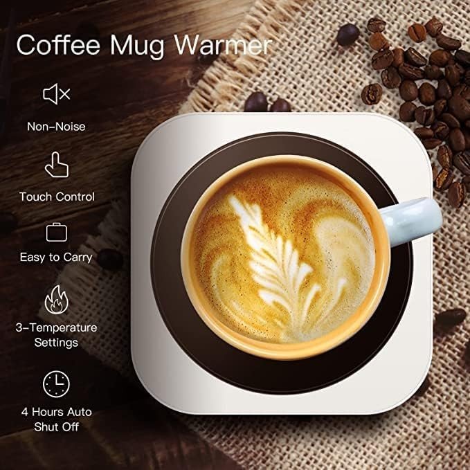 White Coffee Mug Warmer 3 Temp 80°C Desk Cup Heater Plate - Kwikley