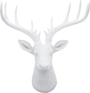 White Deer Head Wall Decor 12.5in Faux Antlers Sculpture - Kwikley