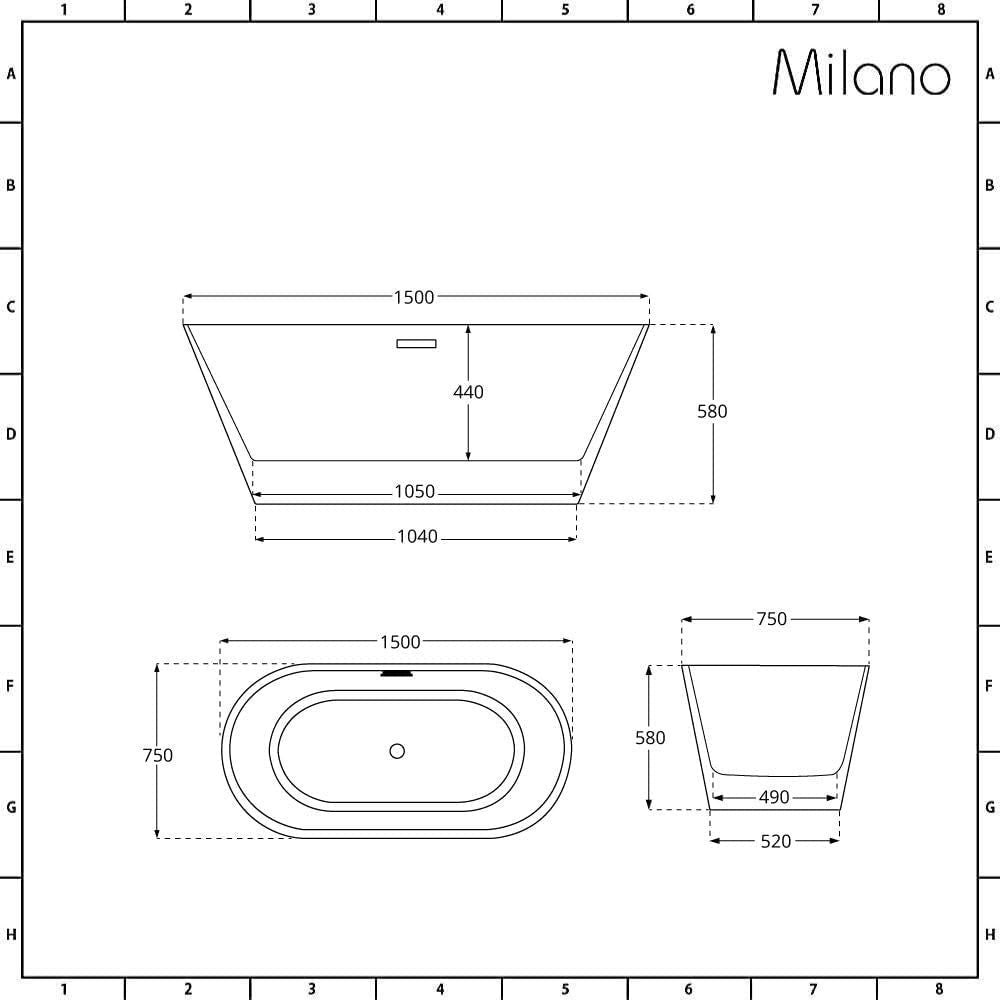 White Double Ended Freestanding Oval Bath 1500x750mm Chrome Overflow - Kwikley