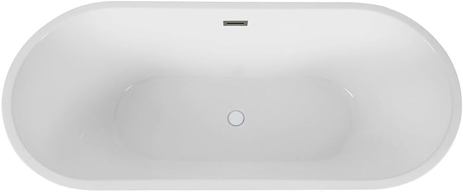 White Double Ended Freestanding Oval Bath 1500x750mm Chrome Overflow - Kwikley