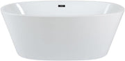 White Double Ended Freestanding Oval Bath 1595x740mm Black Overflow - Kwikley