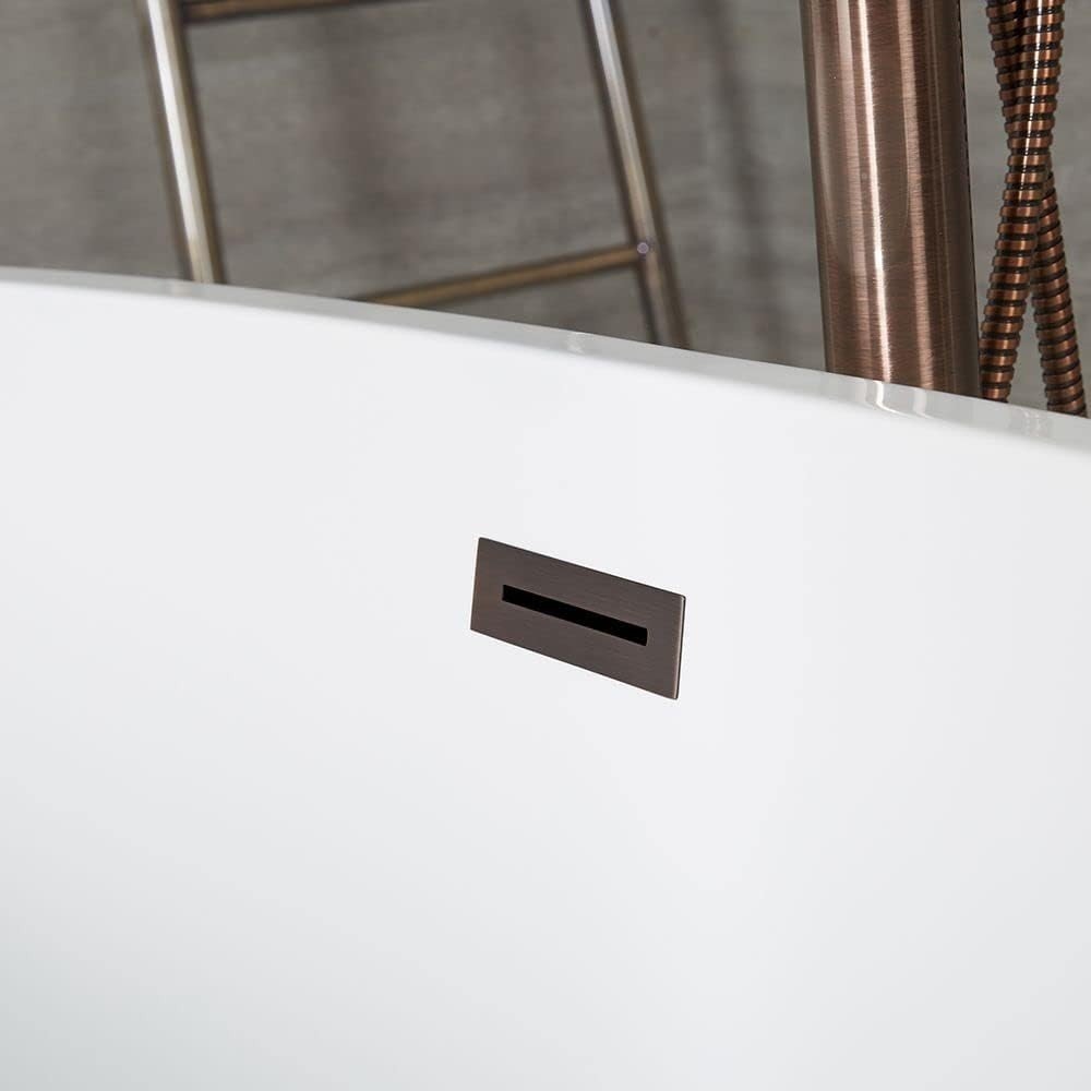 White Double Ended Freestanding Oval Bath 1595x740mm Bronze Overflow - Kwikley
