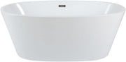 White Double Ended Freestanding Oval Bath 1595x740mm Bronze Overflow - Kwikley