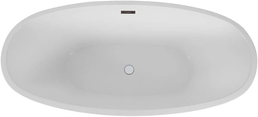 White Double Ended Freestanding Oval Bath 1595x740mm Bronze Overflow - Kwikley