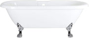 White Double Ended Roll Top Bath 1780x825mm Freestanding Chrome Claw Feet - Kwikley