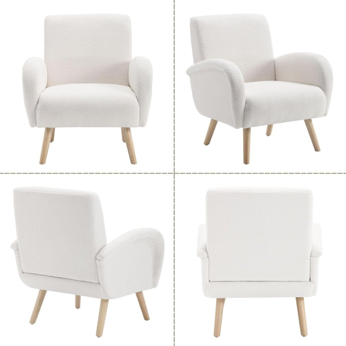 White Faux Fur Accent Chair Armchair Tub Lounge Chair Bedroom Modern - Kwikley