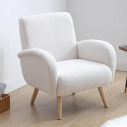 White Faux Fur Accent Chair Armchair Tub Lounge Chair Bedroom Modern - Kwikley