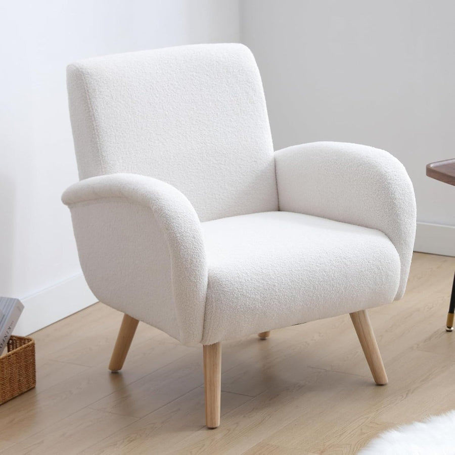 White Faux Fur Accent Chair Armchair Tub Lounge Chair Bedroom Modern - Kwikley