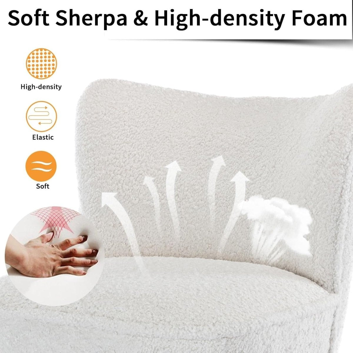 White Faux Fur Accent Chair Lounge Armchair Wooden Legs - Kwikley