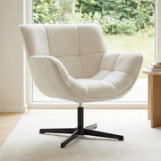 White Faux Fur Swivel Accent Chair 360° Upholstered Tub - Kwikley