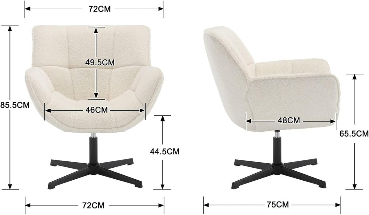 White Faux Fur Swivel Accent Chair 360° Upholstered Tub - Kwikley