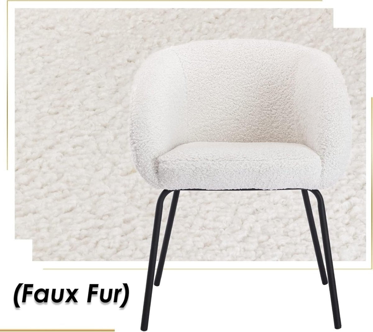 White Faux Fur Tub Accent Chair – Modern Upholstered Lounge Chair with Metal Leg - Kwikley