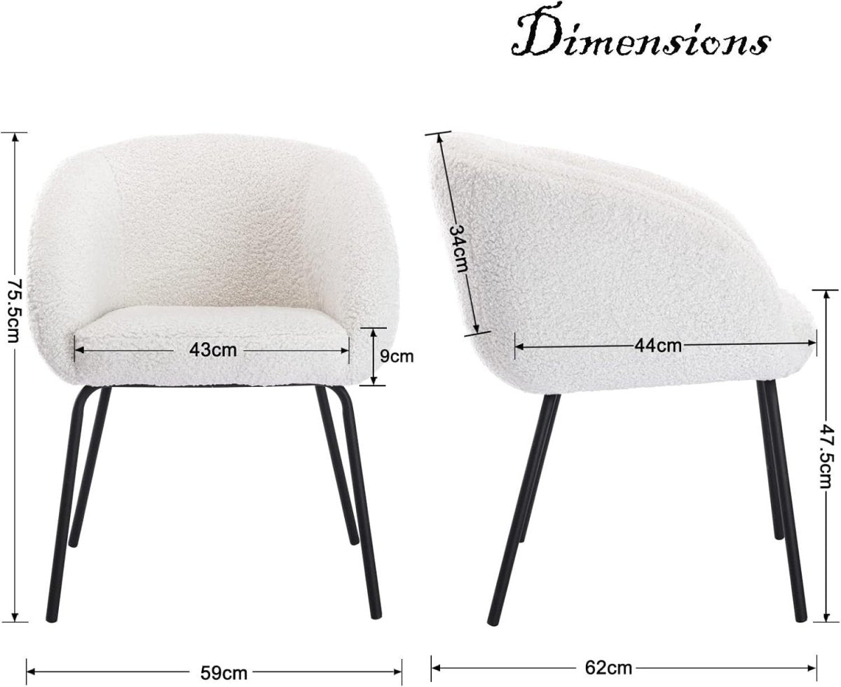 White Faux Fur Tub Accent Chair – Modern Upholstered Lounge Chair with Metal Leg - Kwikley