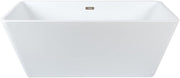 White Freestanding Double Ended Square Bath 1615x720mm Nickel Overflow - Kwikley