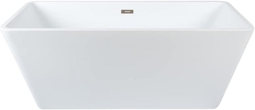 White Freestanding Double Ended Square Bath 1615x720mm Nickel Overflow - Kwikley
