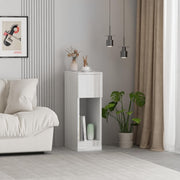 White Gloss Slim Bedside Table with Drawer & Shelf, Narrow Nightstand Storage - Kwikley