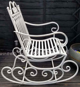 White Metal Garden Rocking Chair, Victorian Design, Outdoor Patio Seat